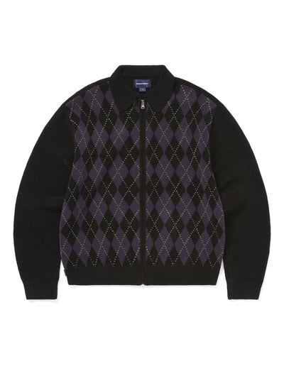 Argyle Zip Knit Cardigan