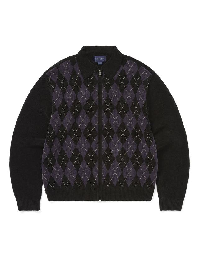 Argyle Zip Knit Cardigan