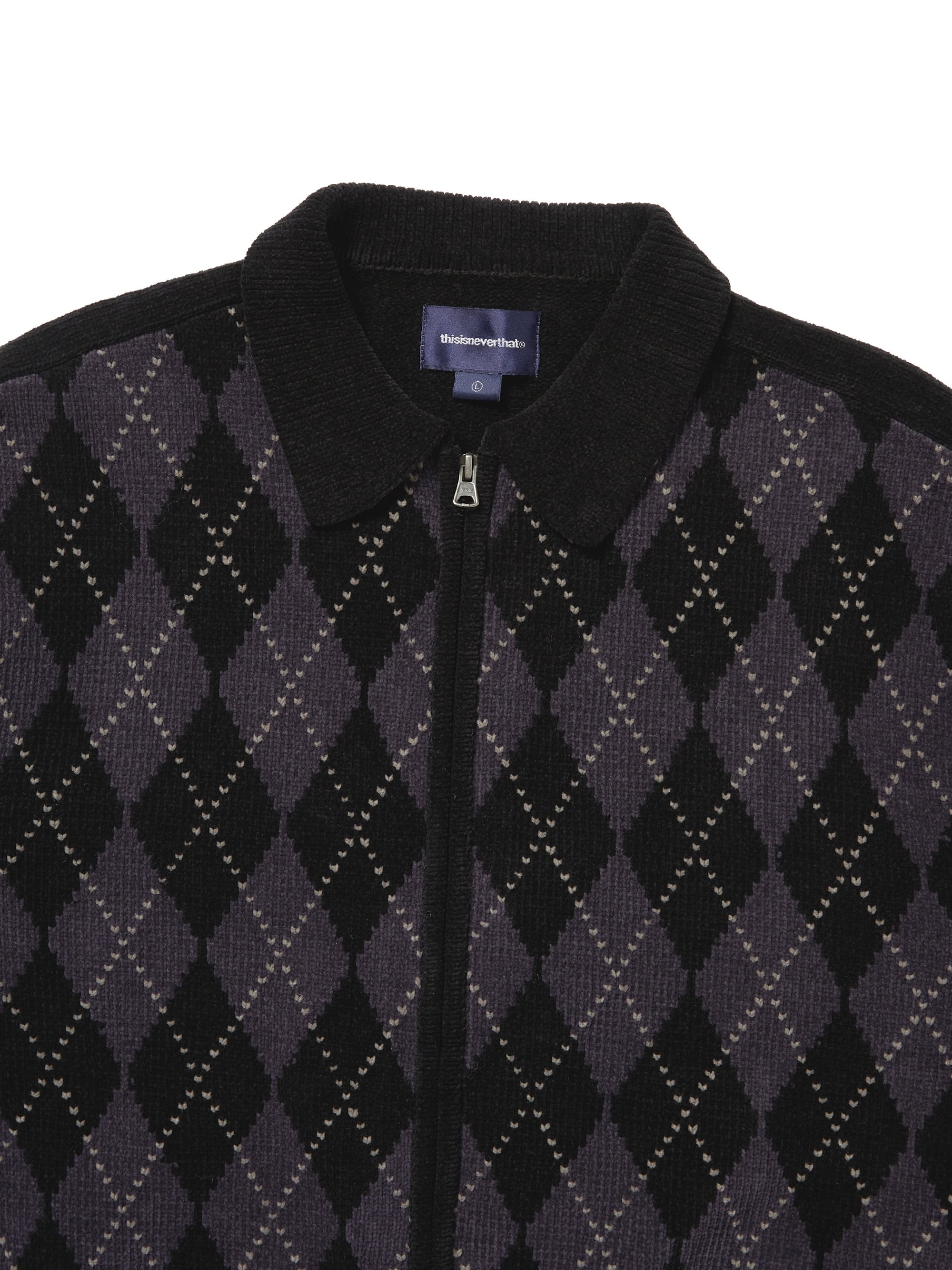 Argyle Zip Knit Cardigan