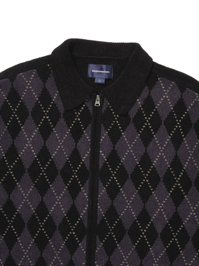Argyle Zip Knit Cardigan