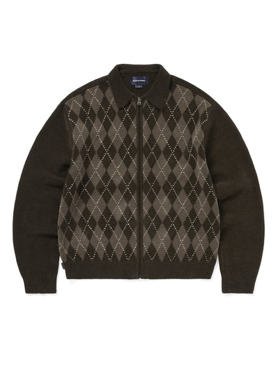 Argyle Zip Knit Cardigan