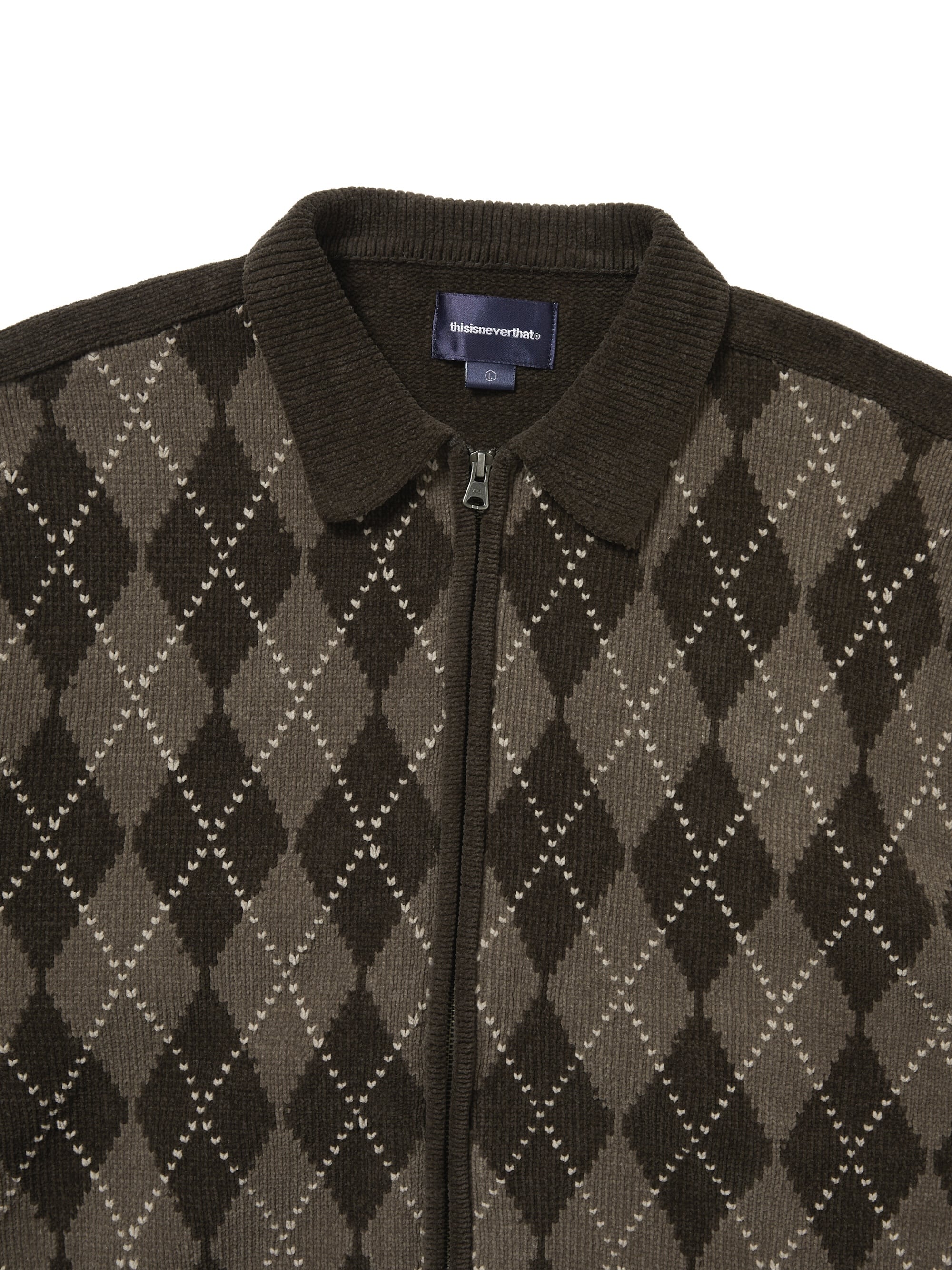 Argyle Zip Knit Cardigan
