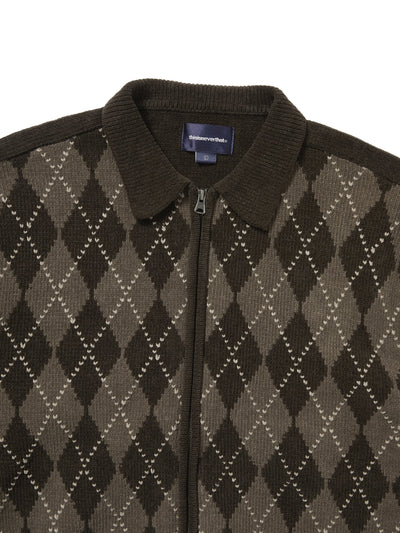 Argyle Zip Knit Cardigan