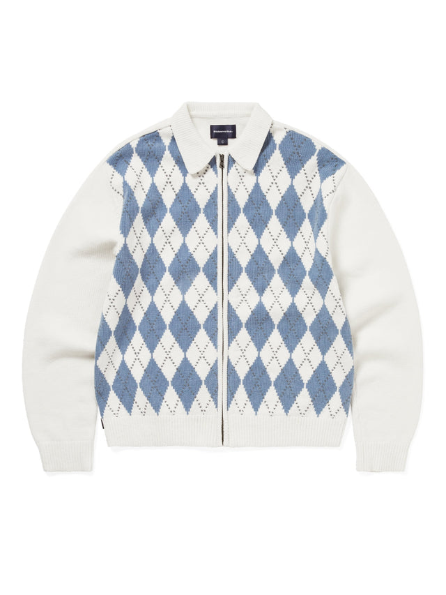 Argyle Zip Knit Cardigan