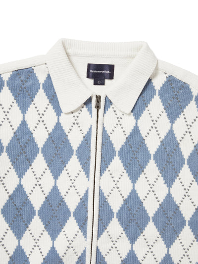 Argyle Zip Knit Cardigan