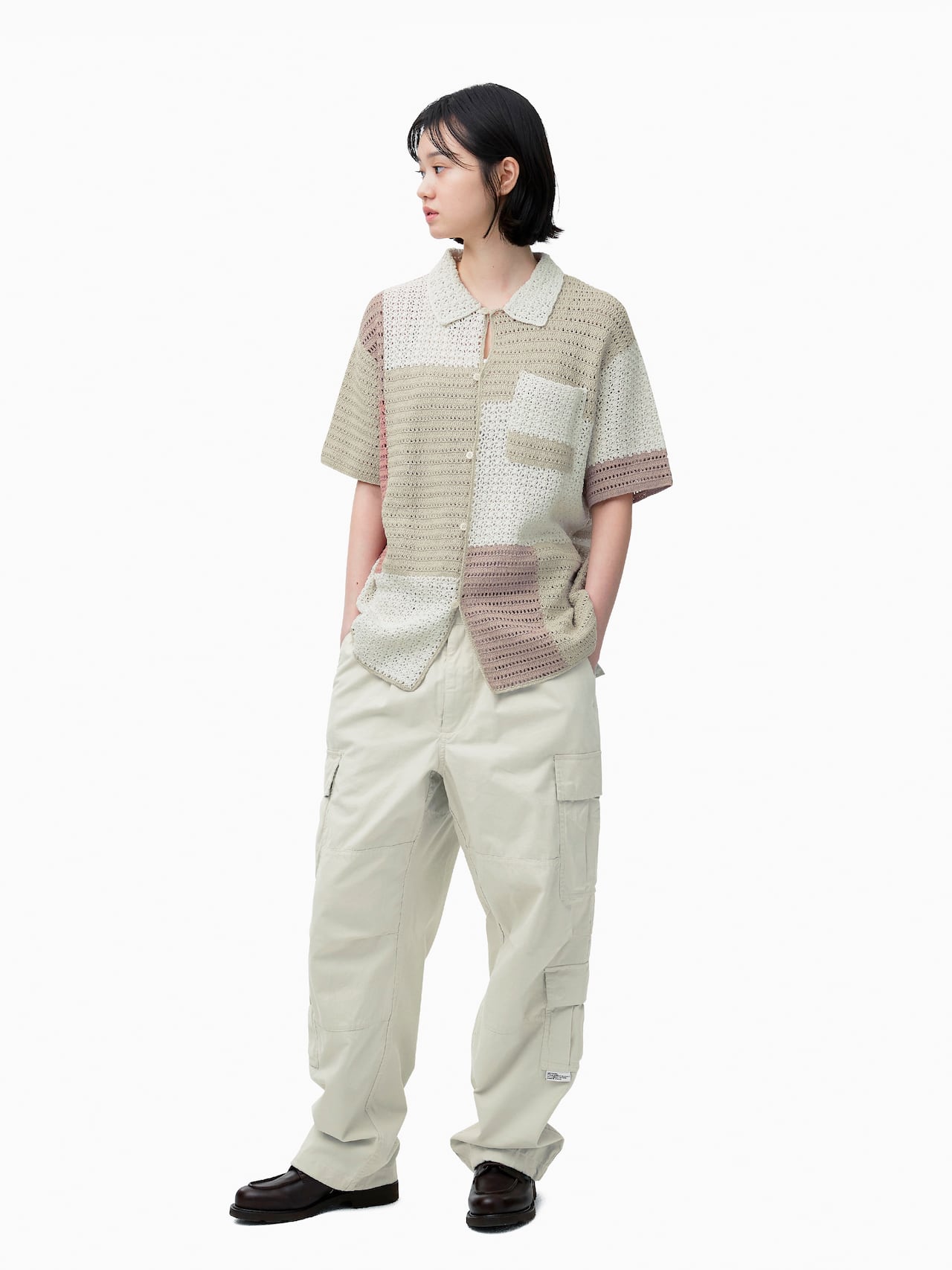 Block Crochet Knit S/S Shirt