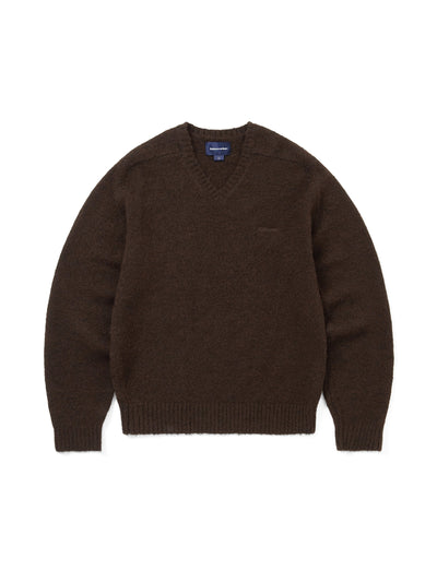 Brushed V Neck Knit Sweater