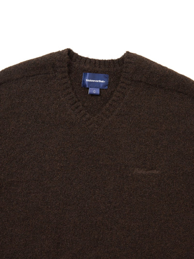 Brushed V Neck Knit Sweater
