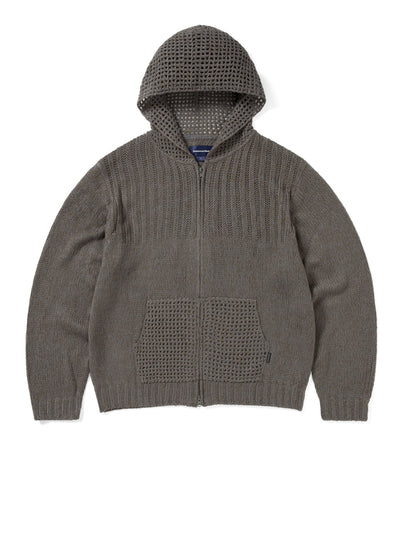 Crochet Knit Zip Up Hoodie