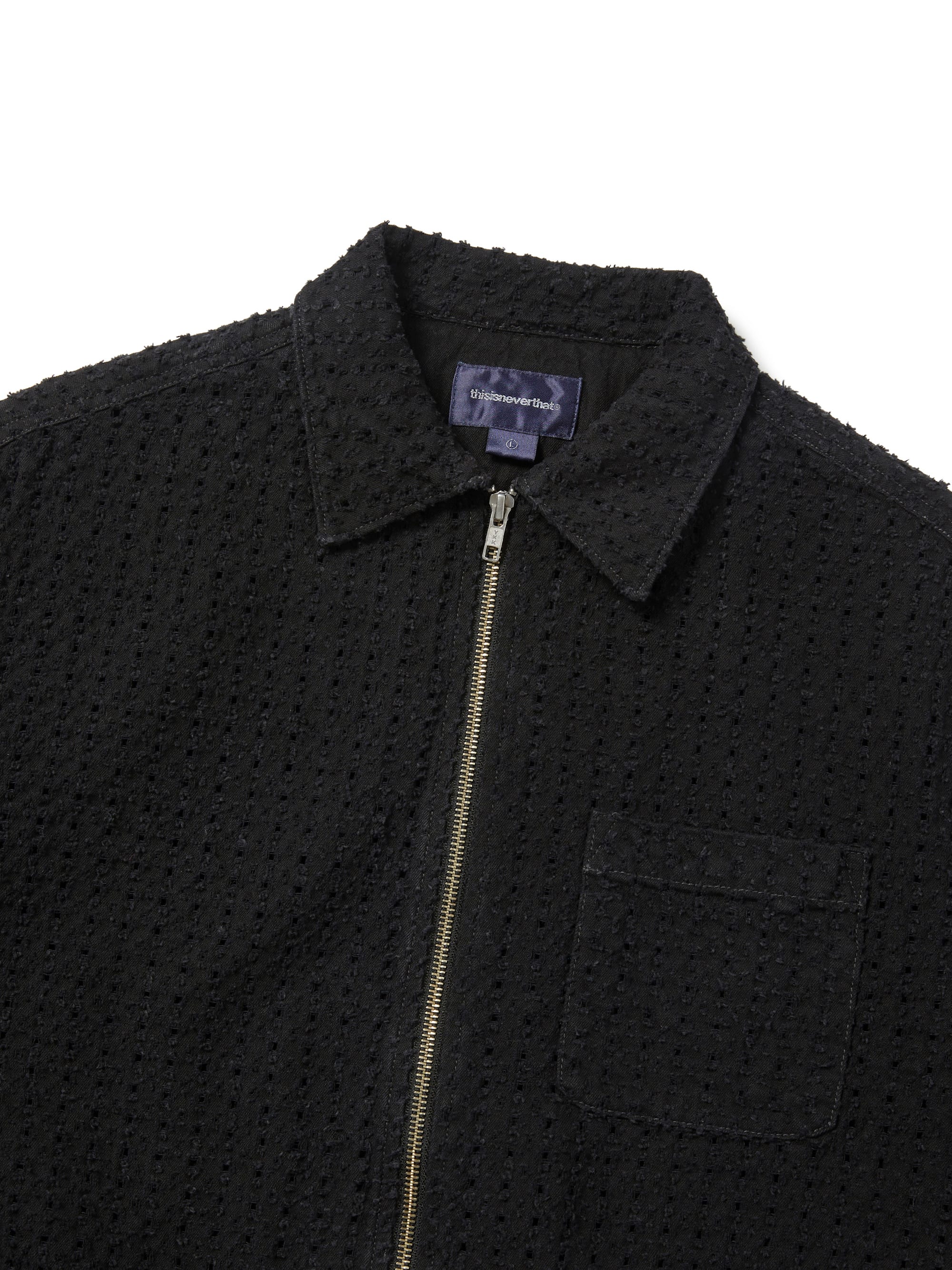 Damaged Denim Zip S/S Shirt