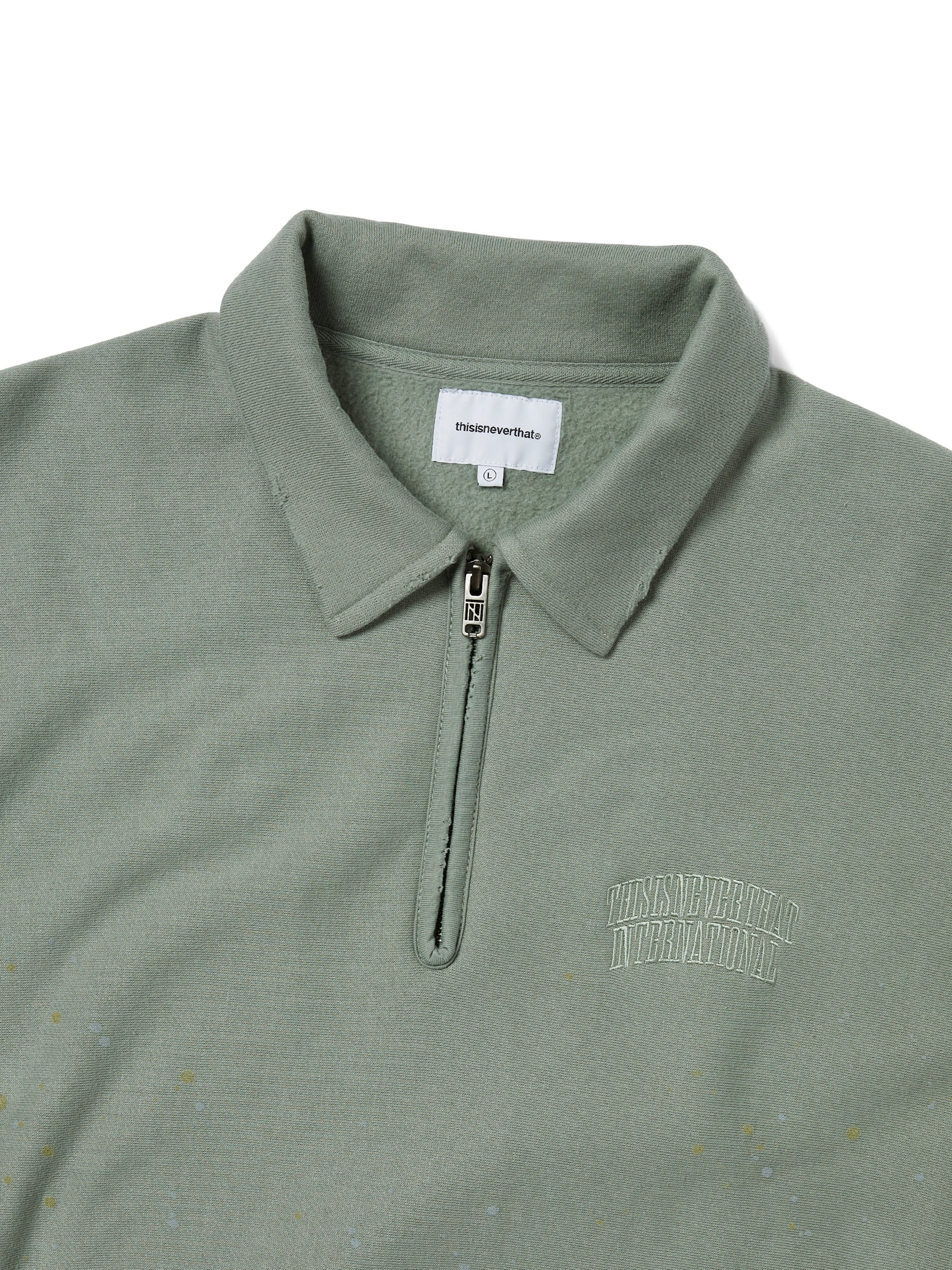 Damaged Half Zip Polo Sweatshirt