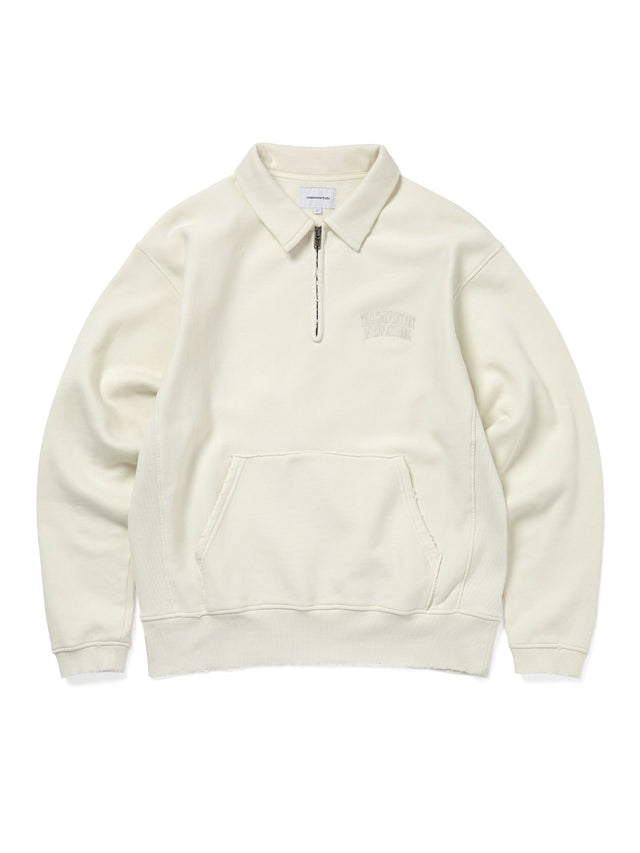 Damaged Half Zip Polo Sweatshirt