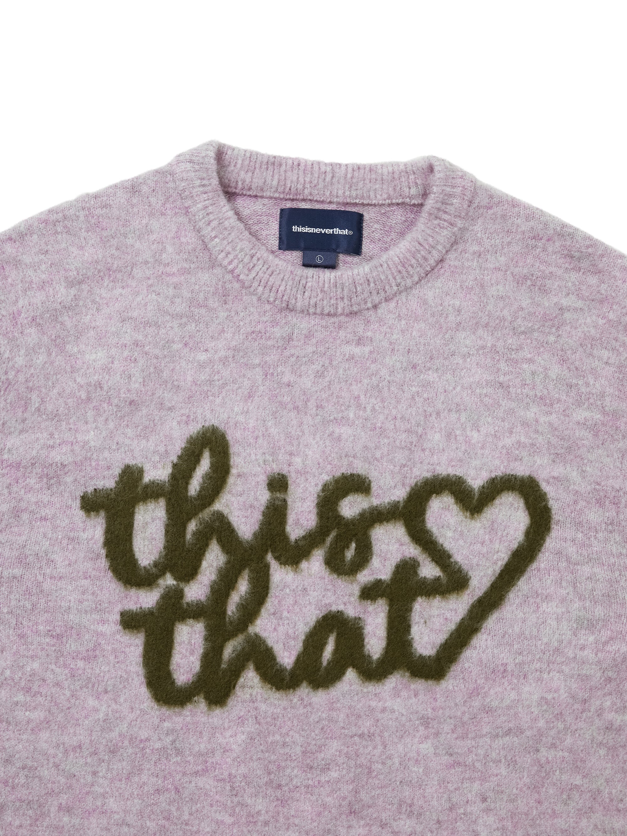 トップス thisisneverthat Heart Logo Knit Sweater Thisisneverthat HEART LOGO KNIT SWEATER Purple Mens Pullover