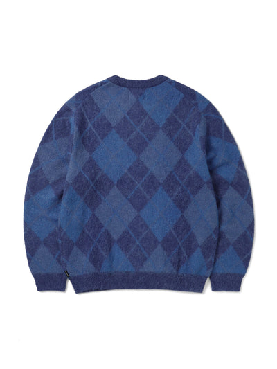 Mohair Argyle Knit Sweater