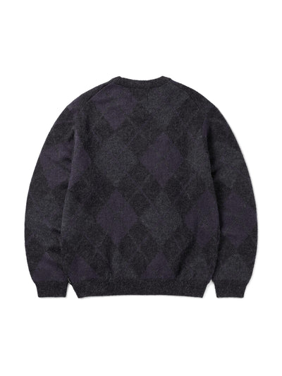 Mohair Argyle Knit Sweater