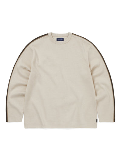 Striped Sleeve Knit Crew