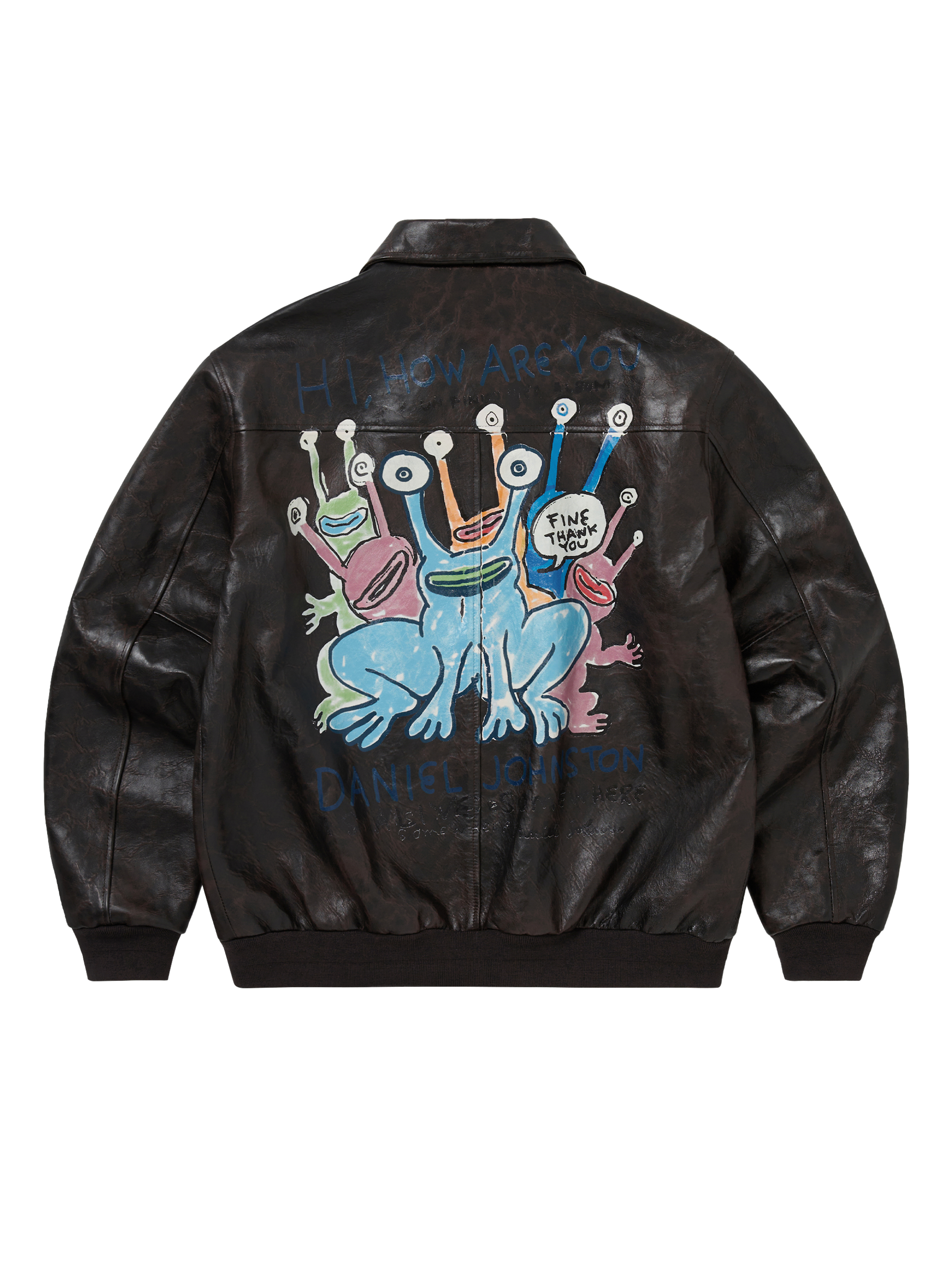 TNT Daniel Johnston Frogs Leather Flight Jacket