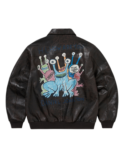 TNT Daniel Johnston Frogs Leather Flight Jacket