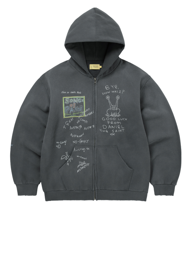 TNT Daniel Johnston SONGS of PAIN Faded Zip Up Hoodie