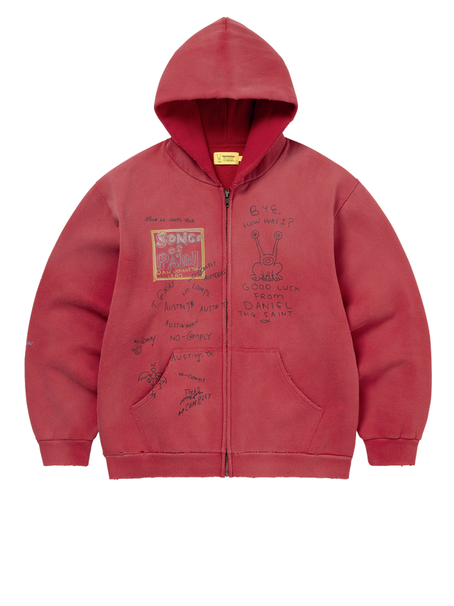 TNT Daniel Johnston SONGS of PAIN Faded Zip Up Hoodie