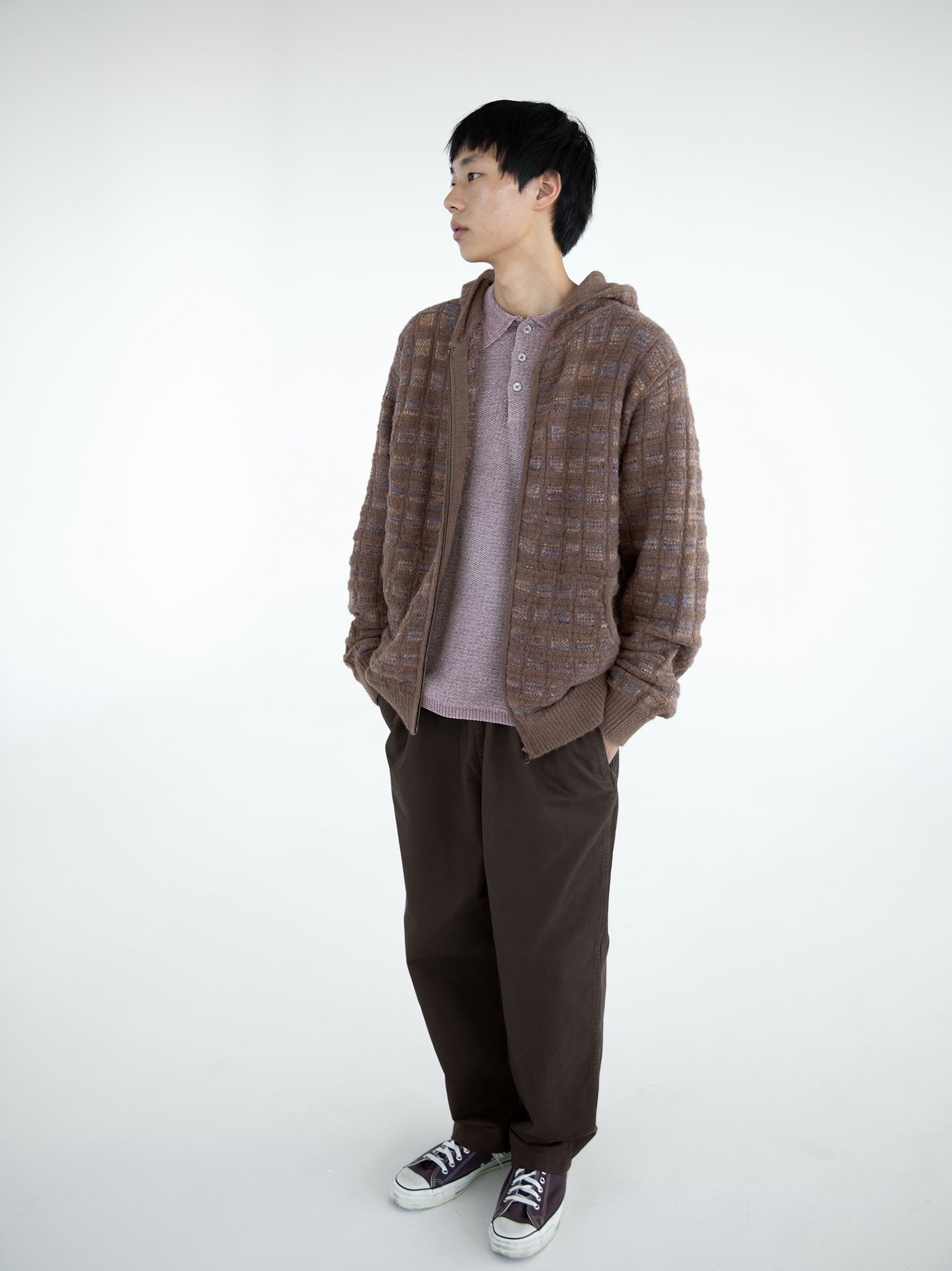 Textured Knit Zip Hoodie