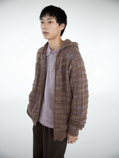 Textured Knit Zip Hoodie