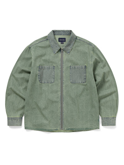 Washed Denim Zip Shirt