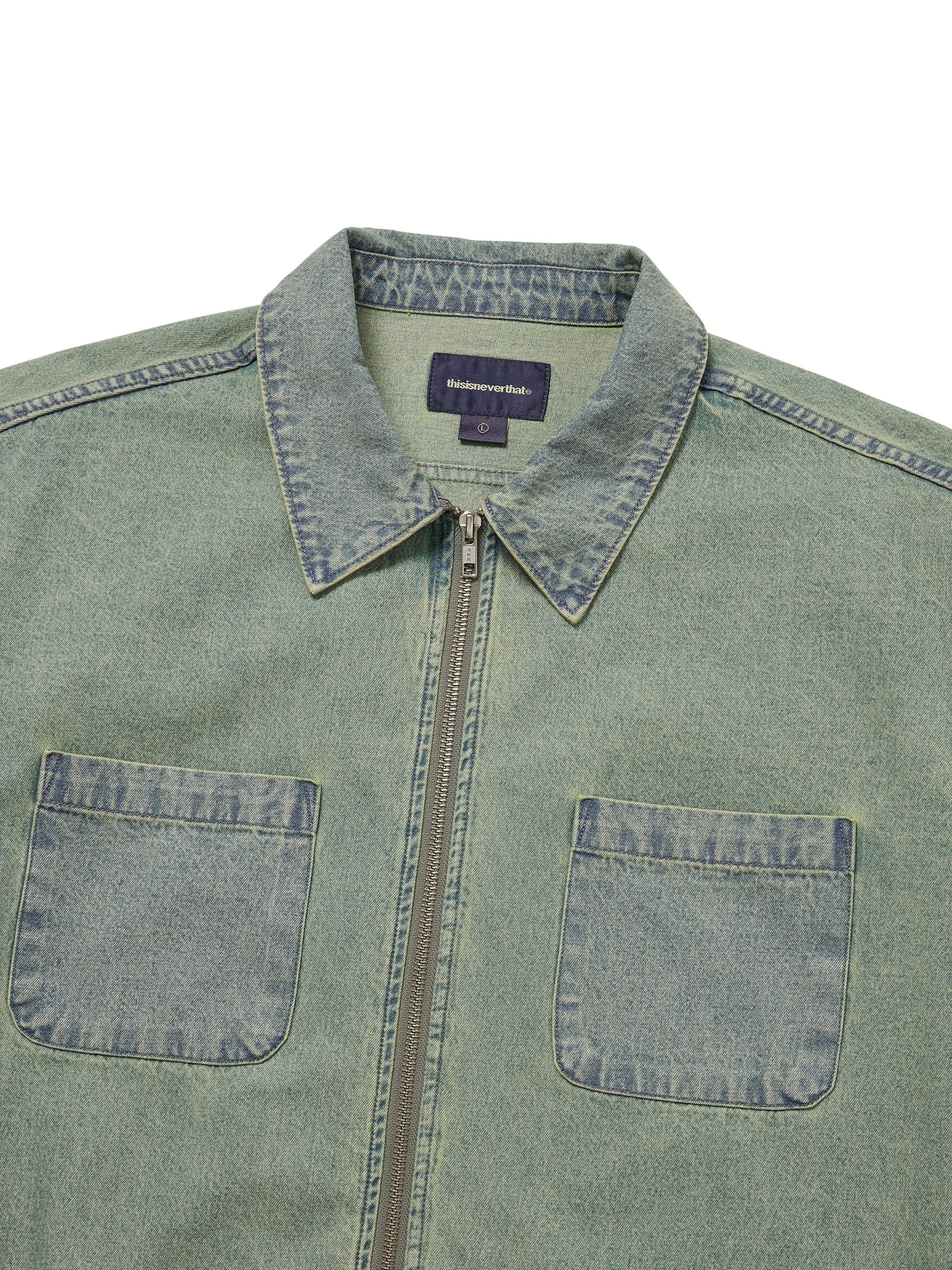 Washed Denim Zip Shirt – thisisneverthat® JP