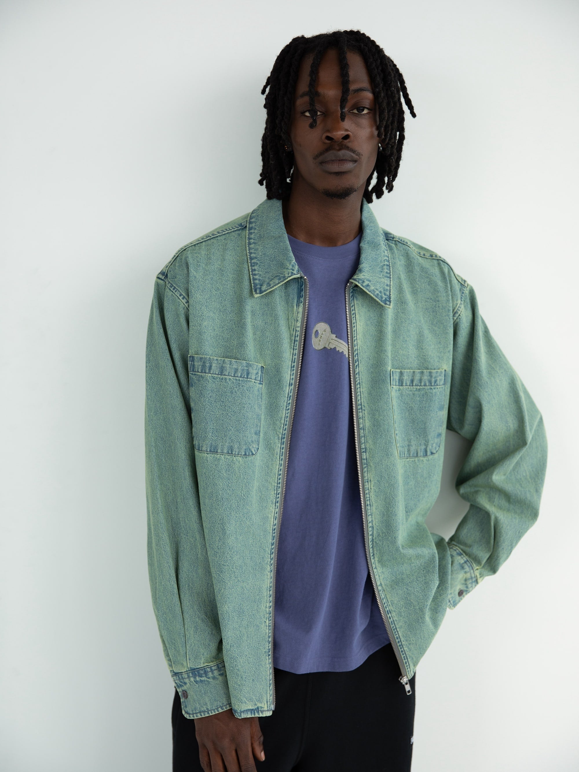 Washed Denim Zip Shirt – thisisneverthat® JP