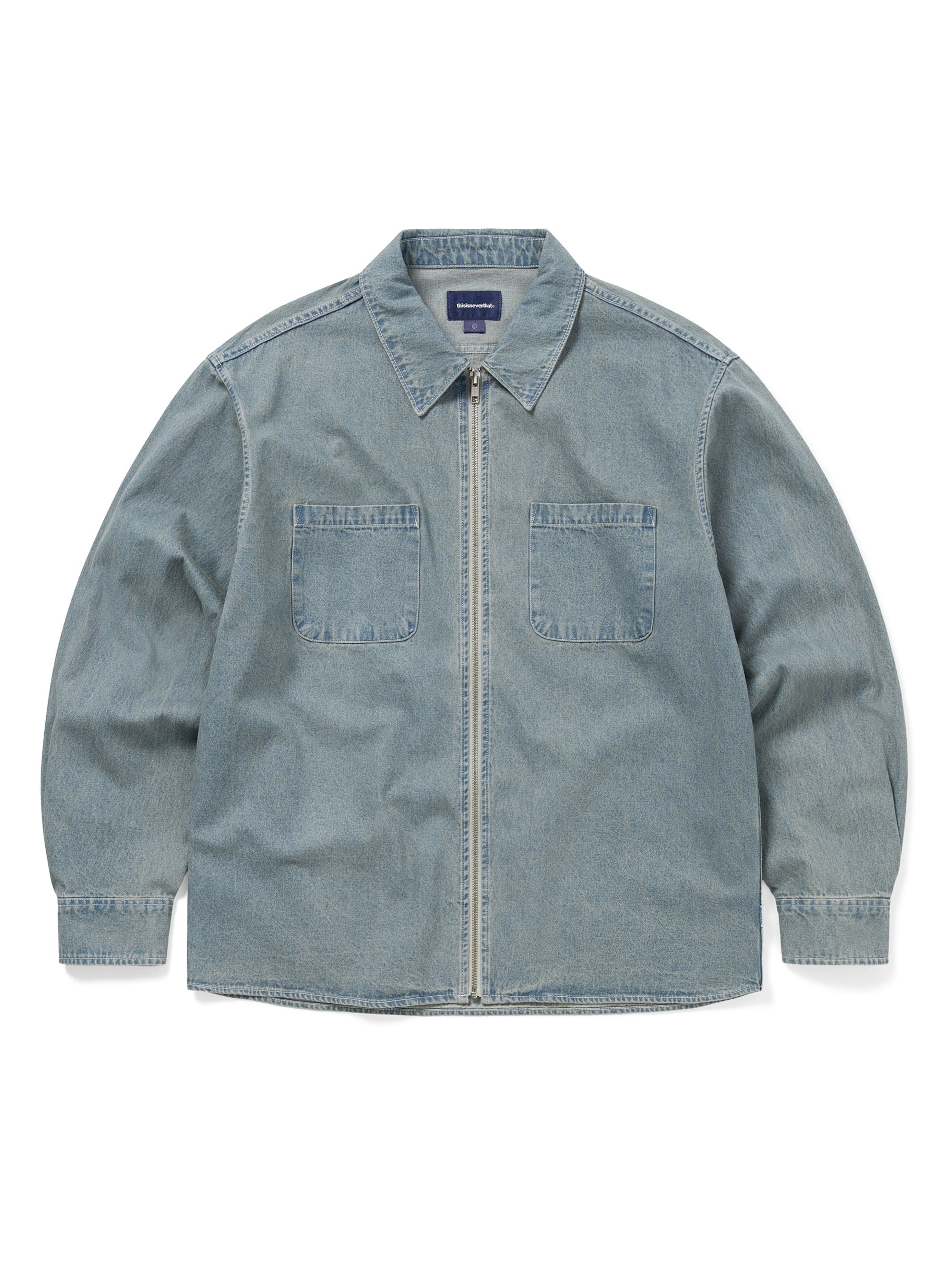 Washed Denim Zip Shirt