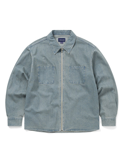 Washed Denim Zip Shirt
