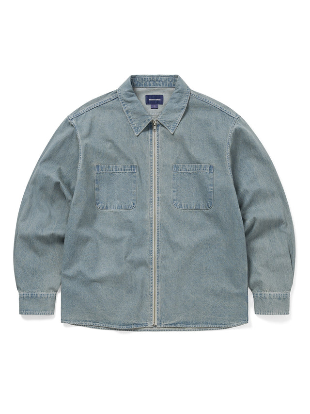 Washed Denim Zip Shirt