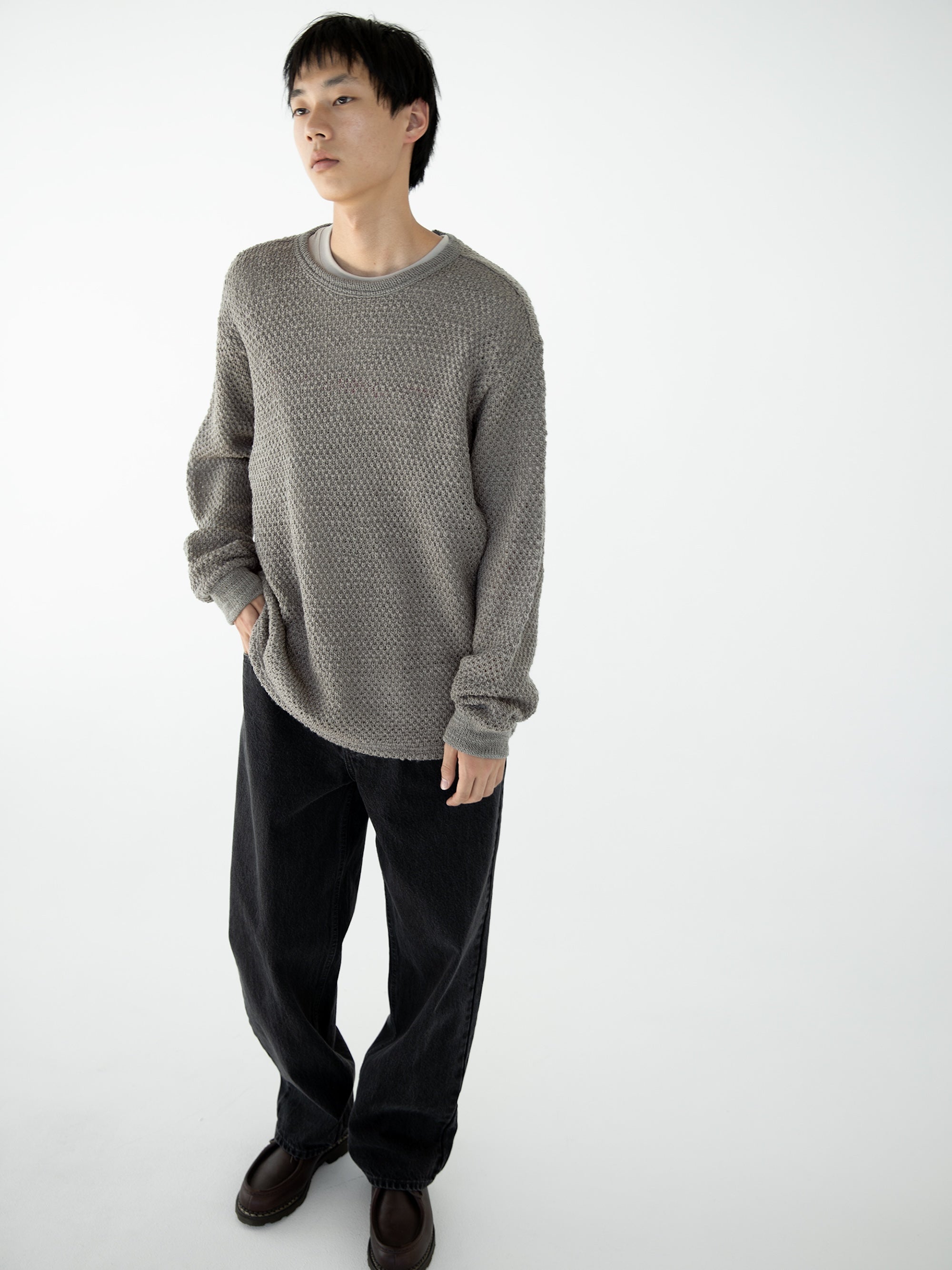 Wool Crochet Knit L/S Crew
