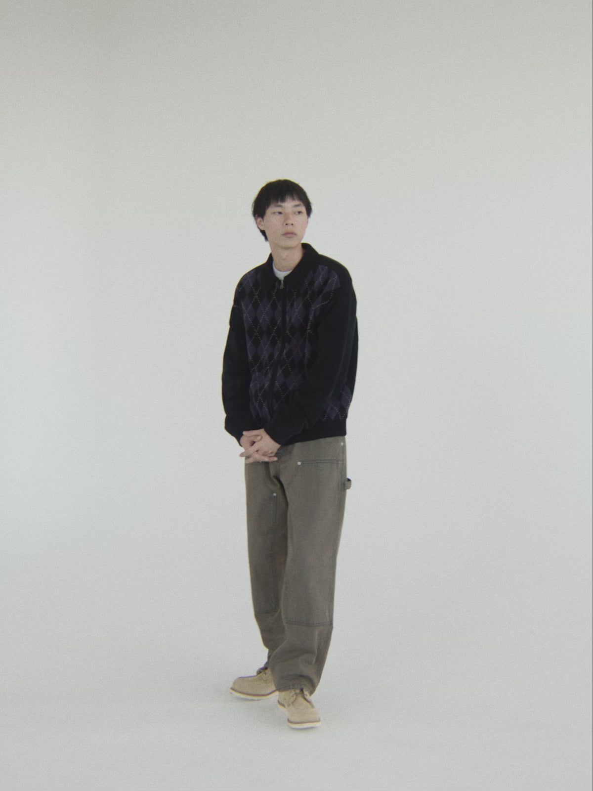 Argyle Zip Knit Cardigan