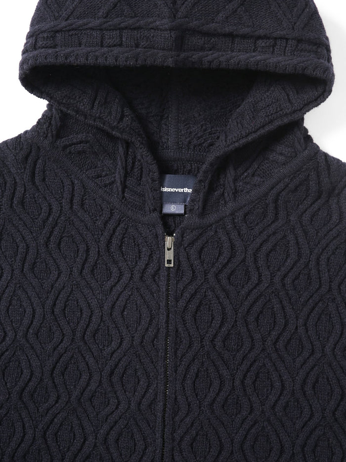 Cable Knit Zip Hoodie – thisisneverthat® JP