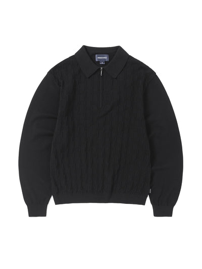 Cable Knit Zip Polo