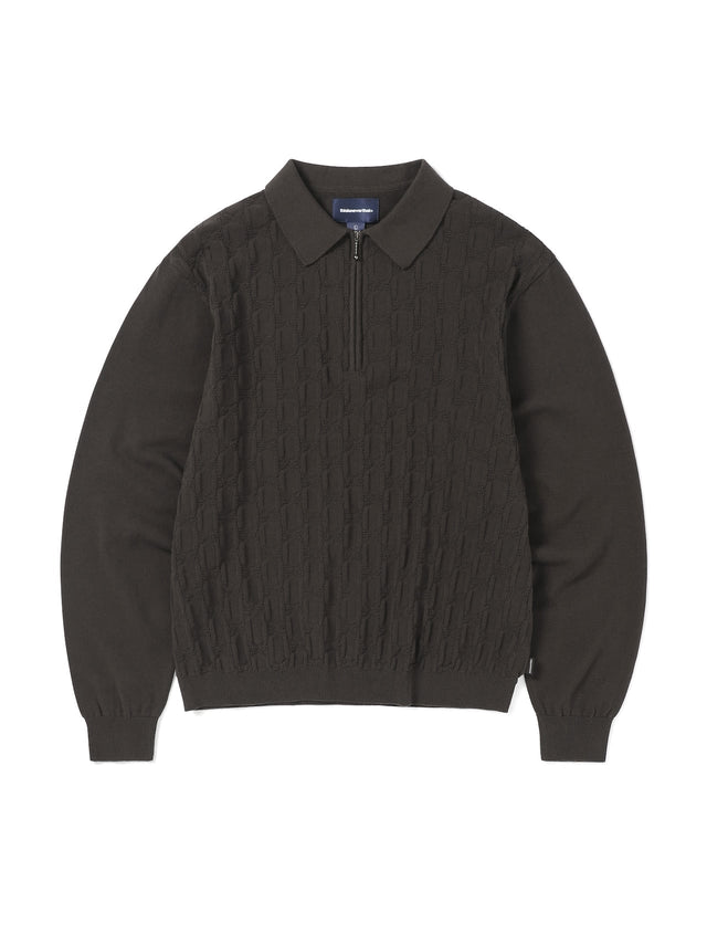 Cable Knit Zip Polo