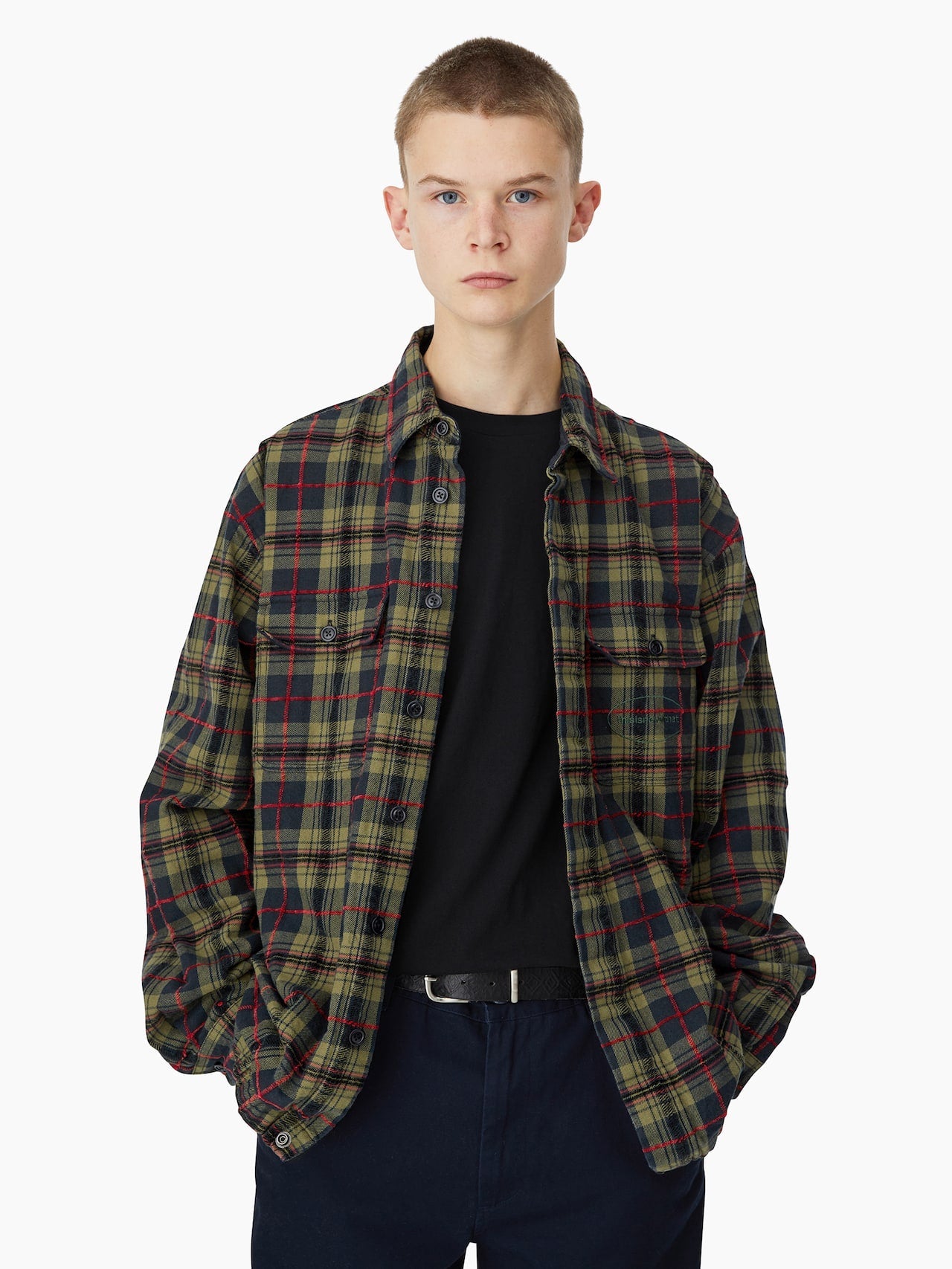 E/T-Logo Plaid Shirt Jacket