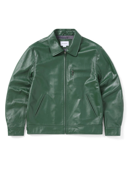 Leather Sports Jacket Green
