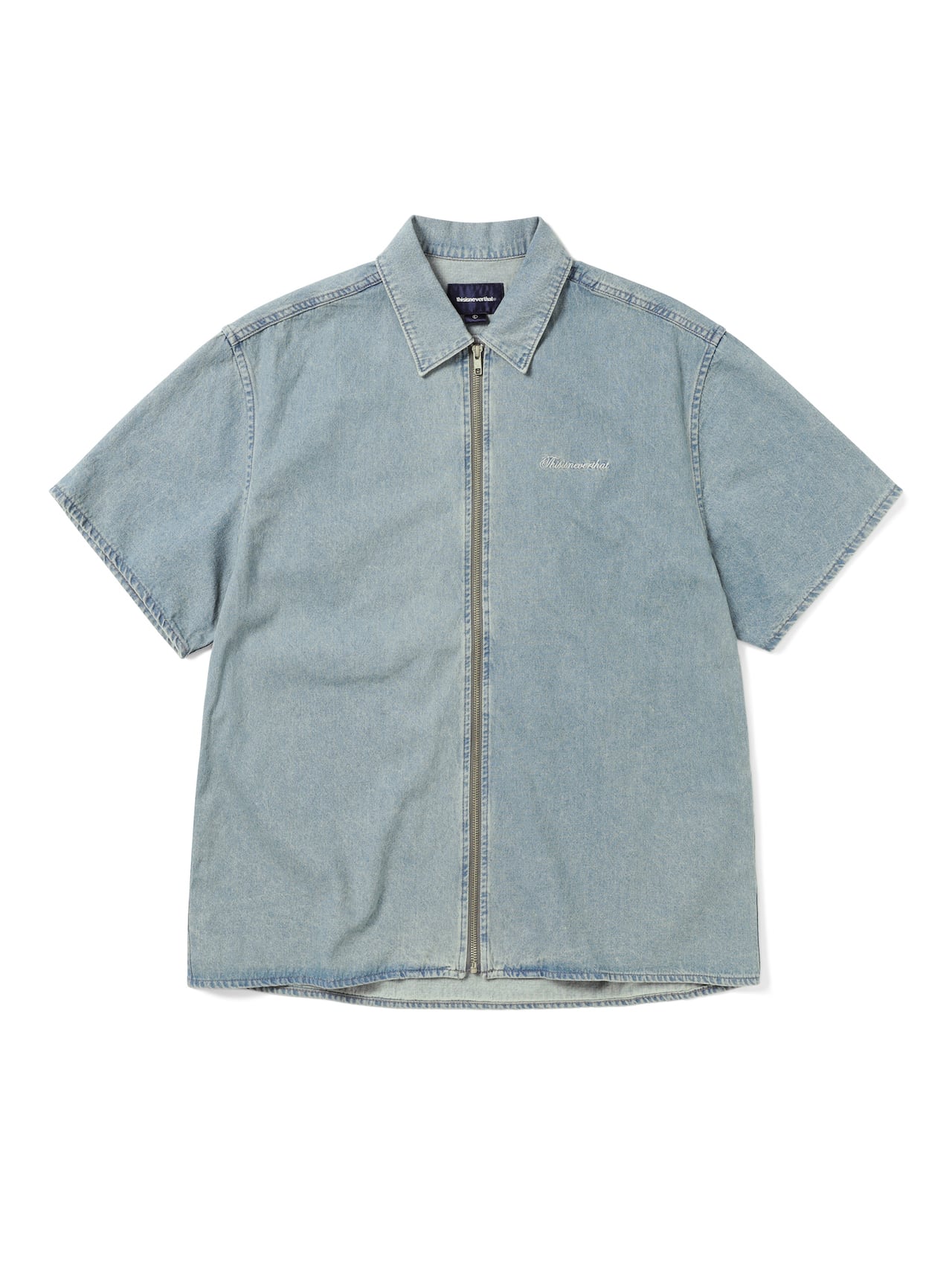 Washed Denim Zip S/S Shirt