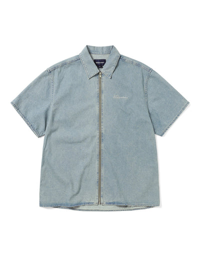 Washed Denim Zip S/S Shirt